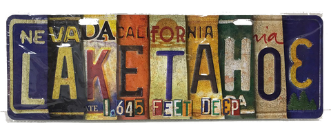Souvenir Wall Art License Plate Art, Lake Tahoe