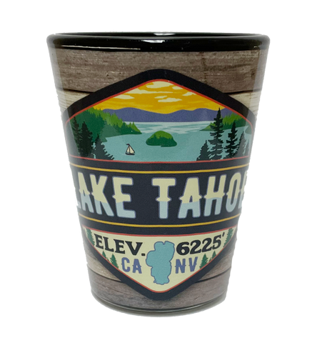Souvenir Shot Glass Merit Badge Lake Tahoe