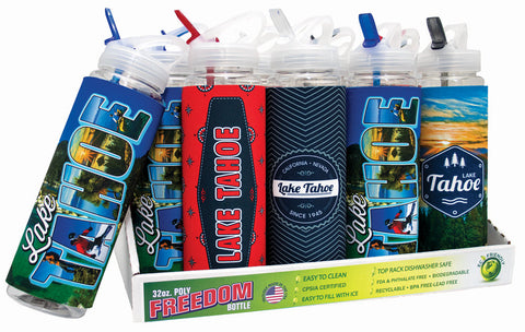 Beach and Boat Gear Fun & Funky Drink Cooler Water Bottle w/Lake Tahoe