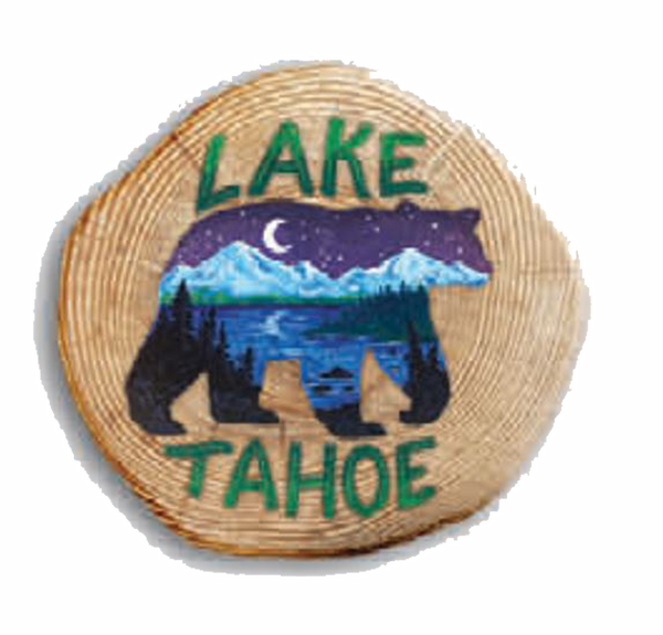 Souvenir Magnet Painted Bear-Wood Lake Tahoe Magnet