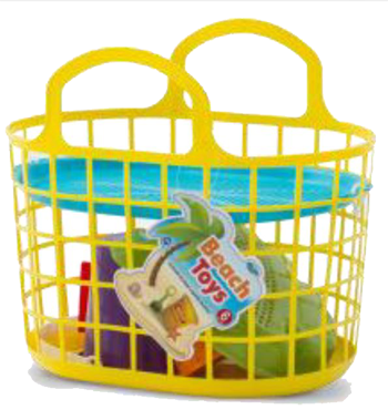Summer Play Beach Toy 5 Piece Toy Beach Basket Set
