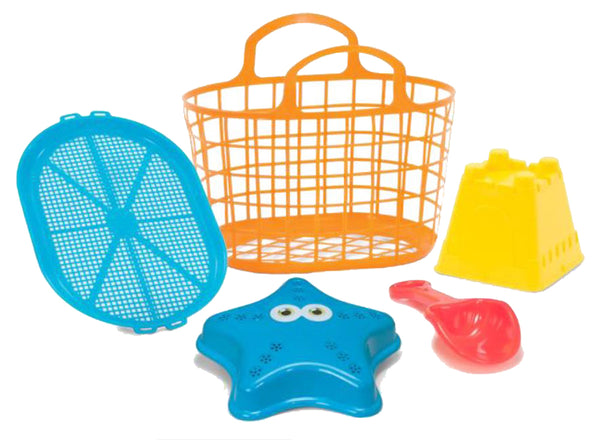 Summer Play Beach Toy 5 Piece Toy Beach Basket Set