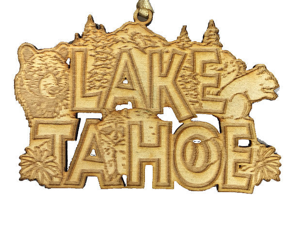 Souvenir Ornament Wood Carved Big Lake Tahoe