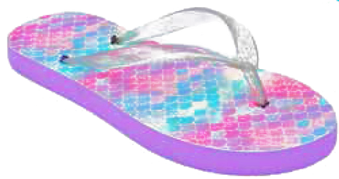 Sandals Girls Flip Flop Rainbow Glitter Sandal, Blue, Fuchsia