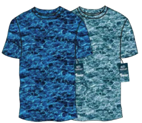 Swimwear Mens Surf Shirt Water Print, Performance, UPF 50+