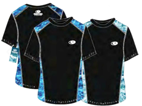 Swimwear Mens Surf Shirt Side Stripe-Water Print, Performance, UPF 50+