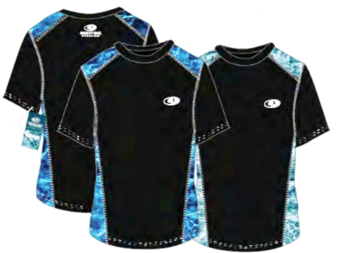 Swimwear Mens Surf Shirt Side Stripe-Water Print, Performance, UPF 50+