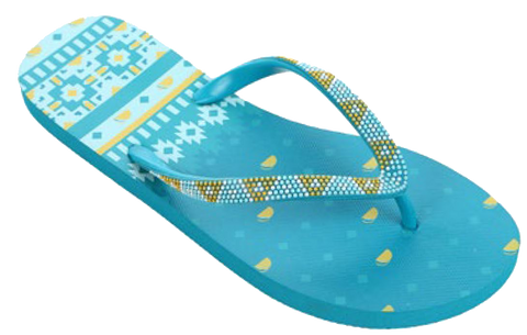 Sandals Ladies Flip Flop Beaded Designer Heal Sandal, Blue, Coral