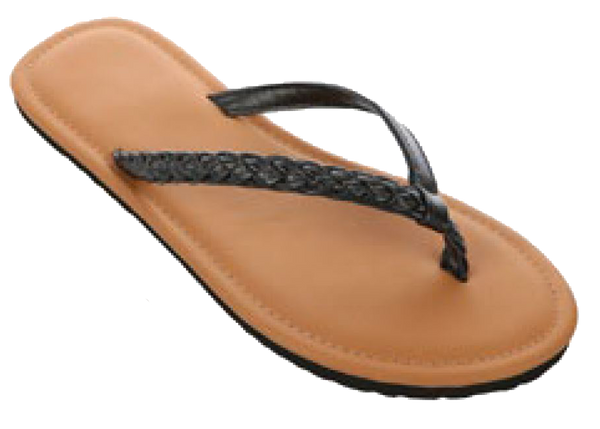 Sandals Ladies Flip Flop Braided Strap Sandal, Bronze, Black