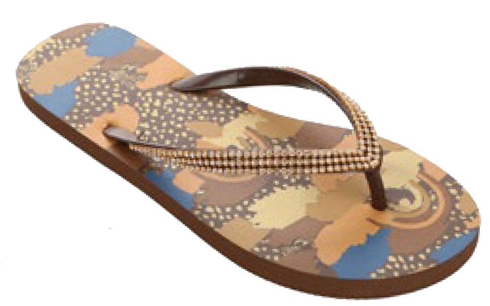 Sandals Ladies Flip Flop Rhinestone Speckled Collage Pattern Sandal Black Bronze