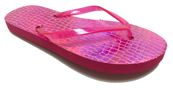 Sandals Ladies Flip Flop Solid Gel Strap Alligator Glow Classic Sandal, Pink