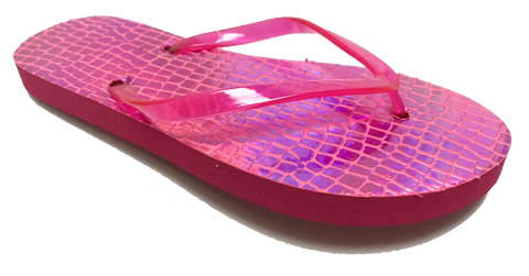Sandals Ladies Flip Flop Solid Gel Strap Alligator Glow Classic Sandal, Pink
